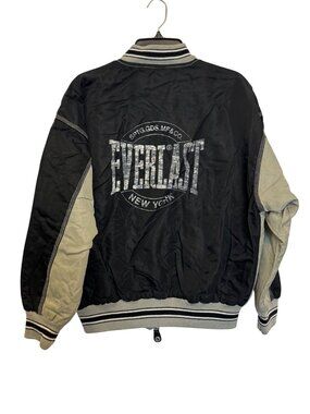 Vintage Everlast Mens Bomber Jacket Size S Black & Khaki Nylon Blend